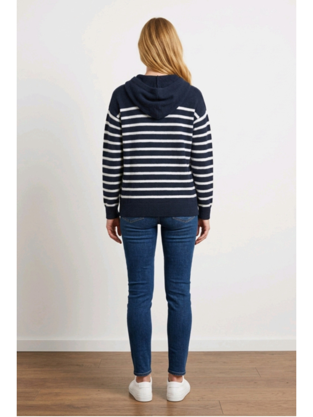 VINCE Striped Black and White Cashmere Hoodie Sweater Size XS - Picture 4 of 10
